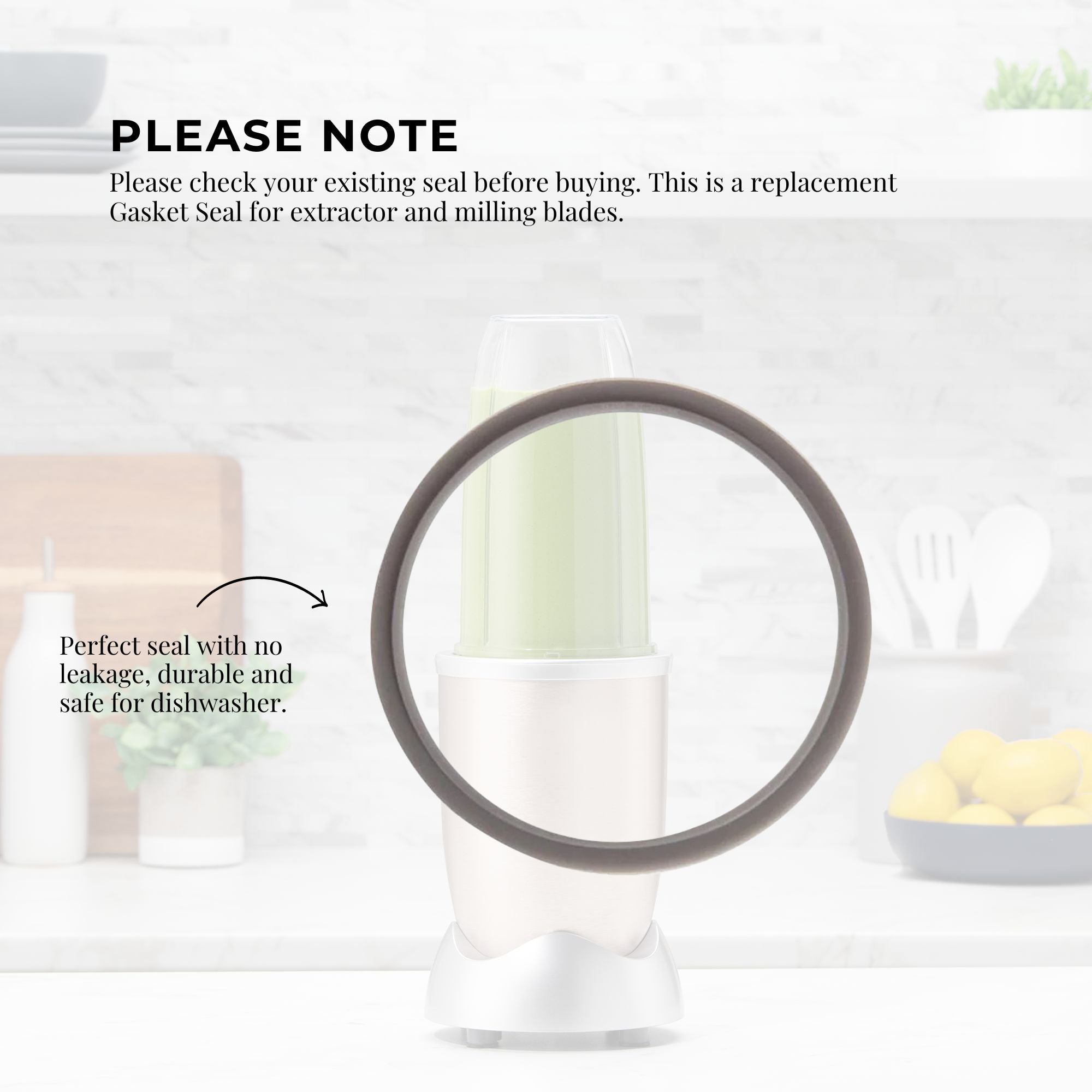 For Nutribullet Short Cup + Extractor Blade + Grey Seal - For 900 and 600 Models - NuSea