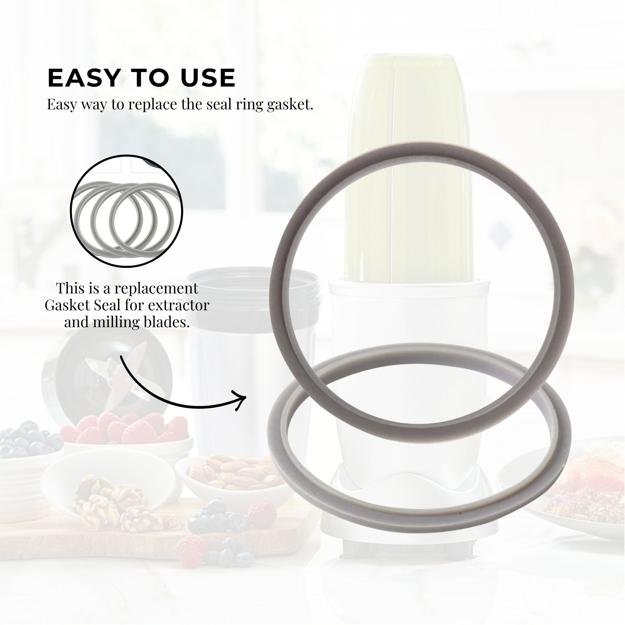 For Nutribullet Short Cup + Fliptop Lid + Grey Seal - For All 900 and 600 Models - NuSea