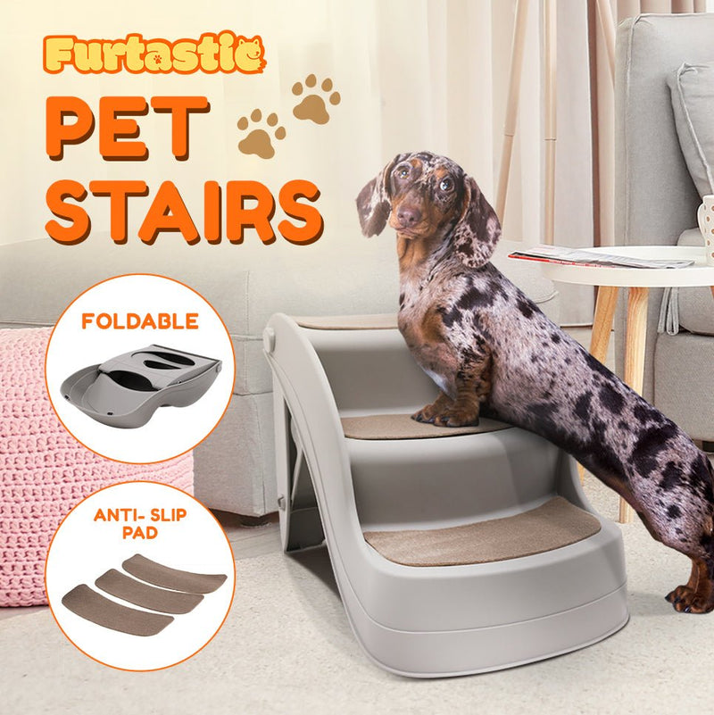Furtastic 38cm Foldable Pet Stairs Ramp - Grey - NuSea