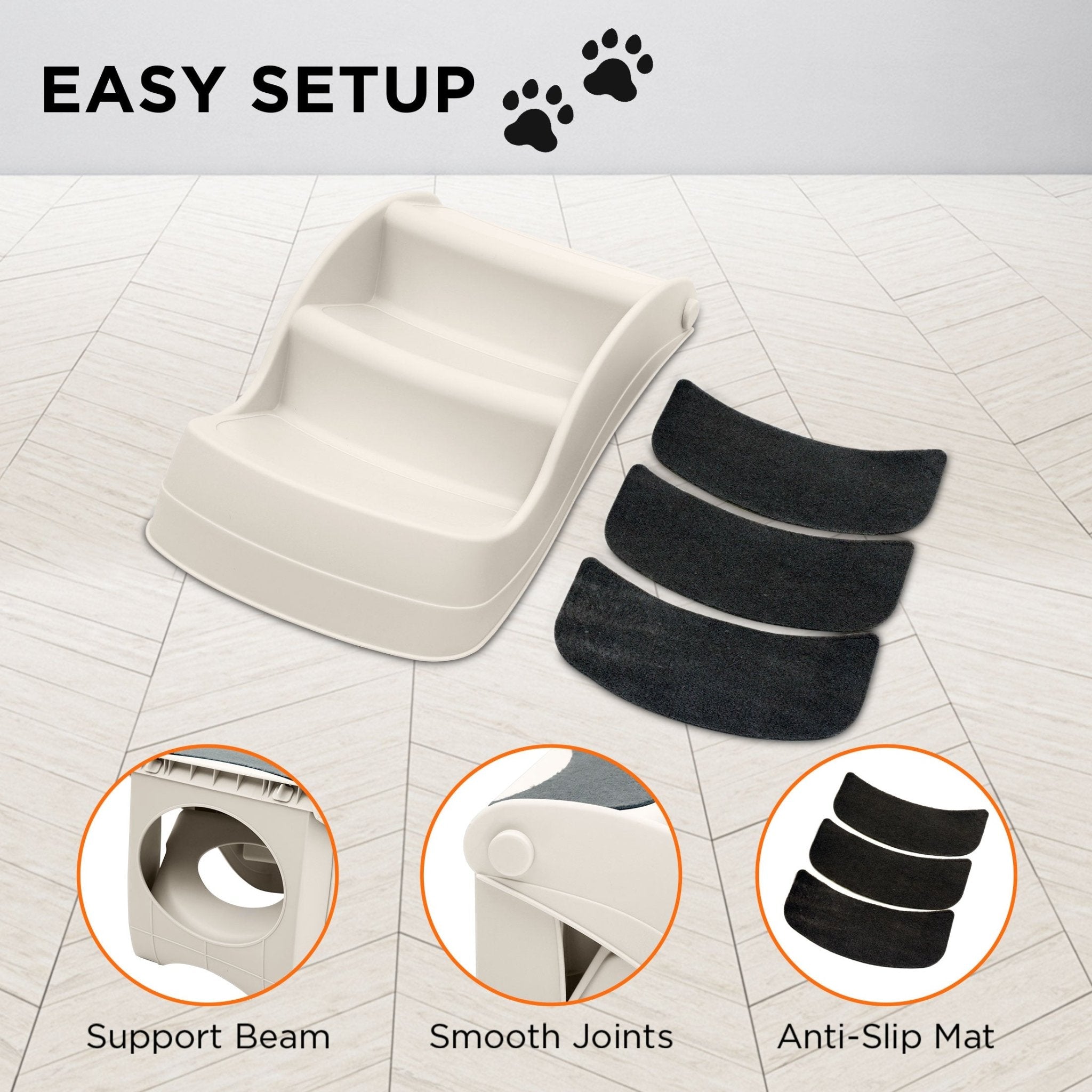 Furtastic 38cm Foldable Pet Stairs Ramp - White - NuSea