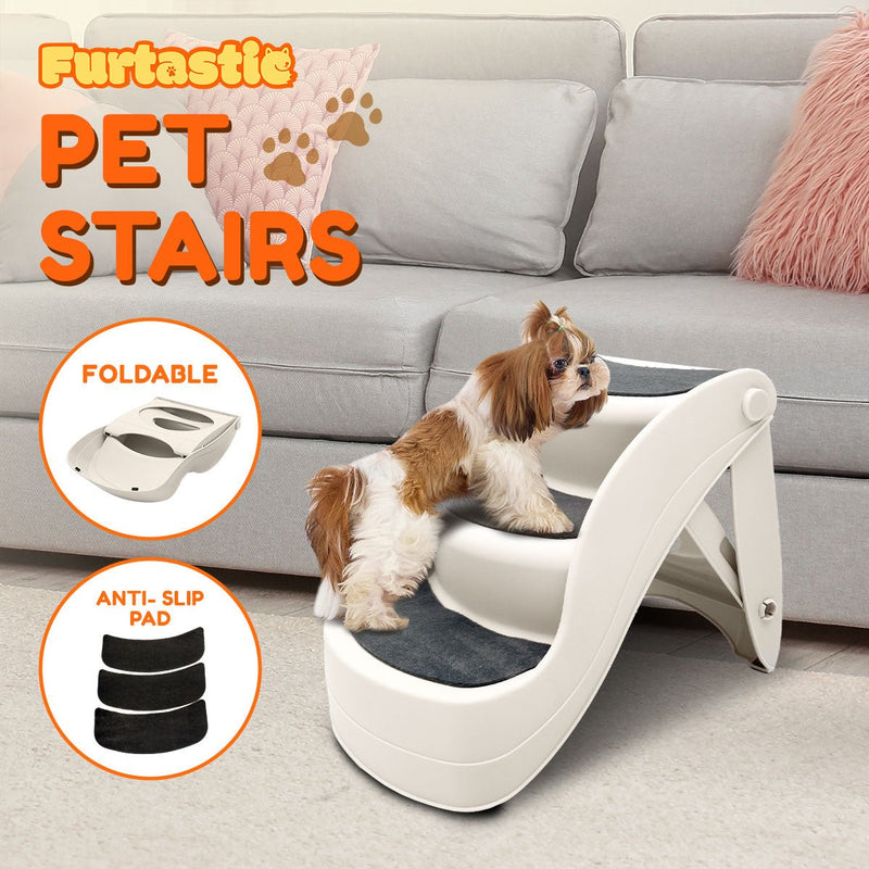 Furtastic 38cm Foldable Pet Stairs Ramp - White - NuSea