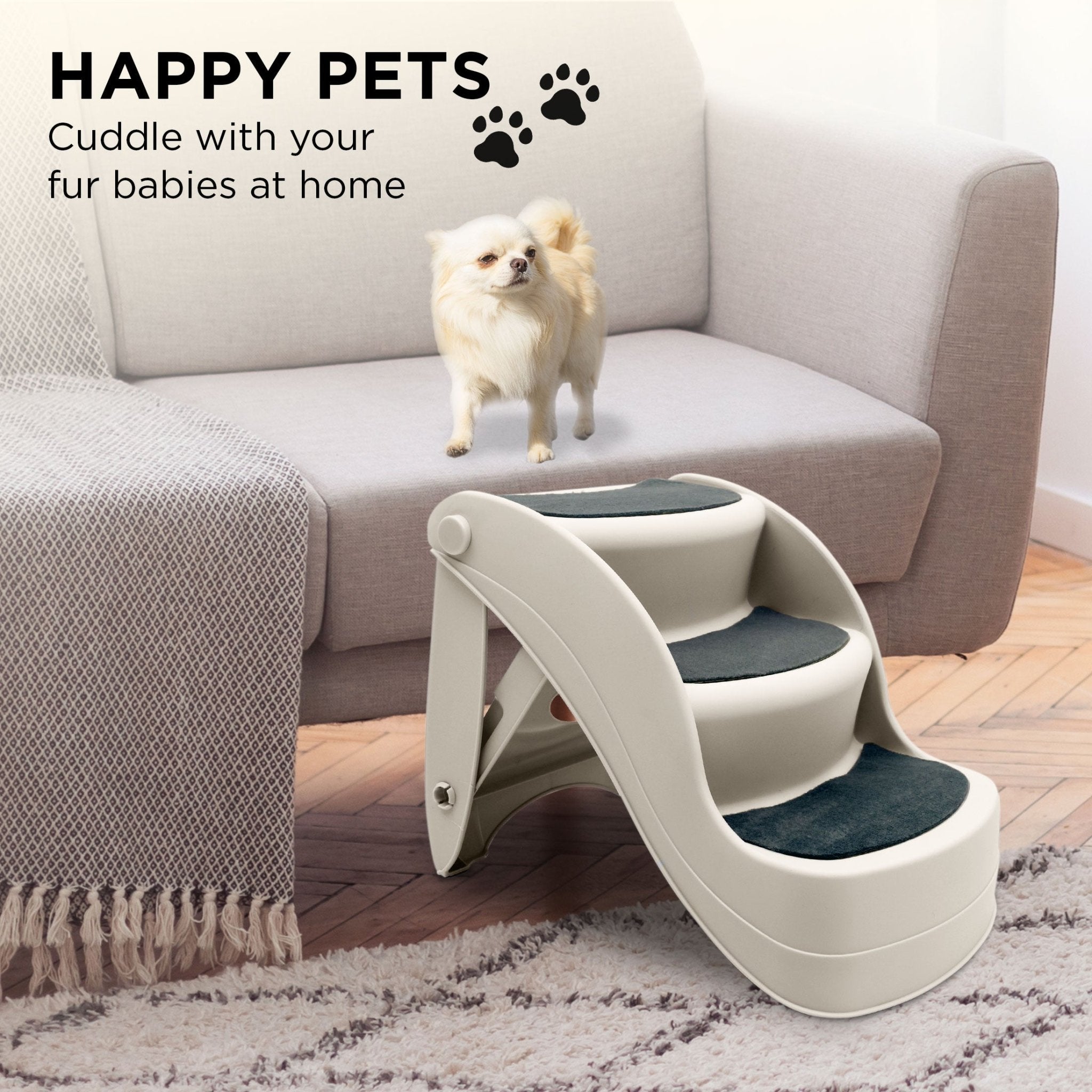 Furtastic 38cm Foldable Pet Stairs Ramp - White - NuSea