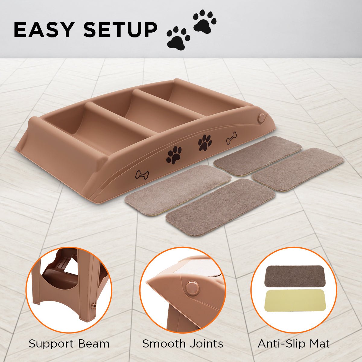 Furtastic 50cm Foldable Step Ladder Stairs - Brown - NuSea