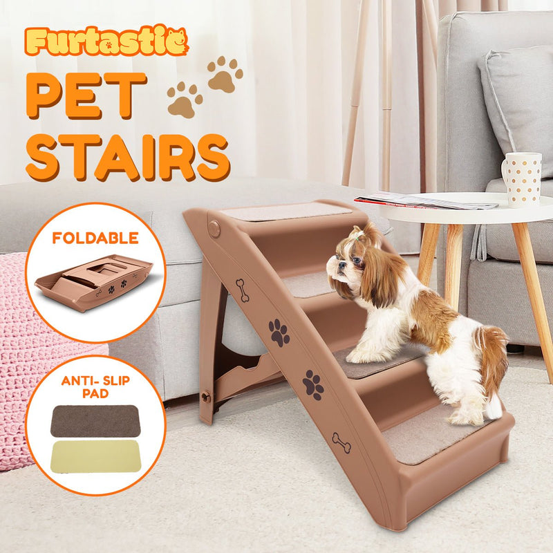 Furtastic 50cm Foldable Step Ladder Stairs - Brown - NuSea
