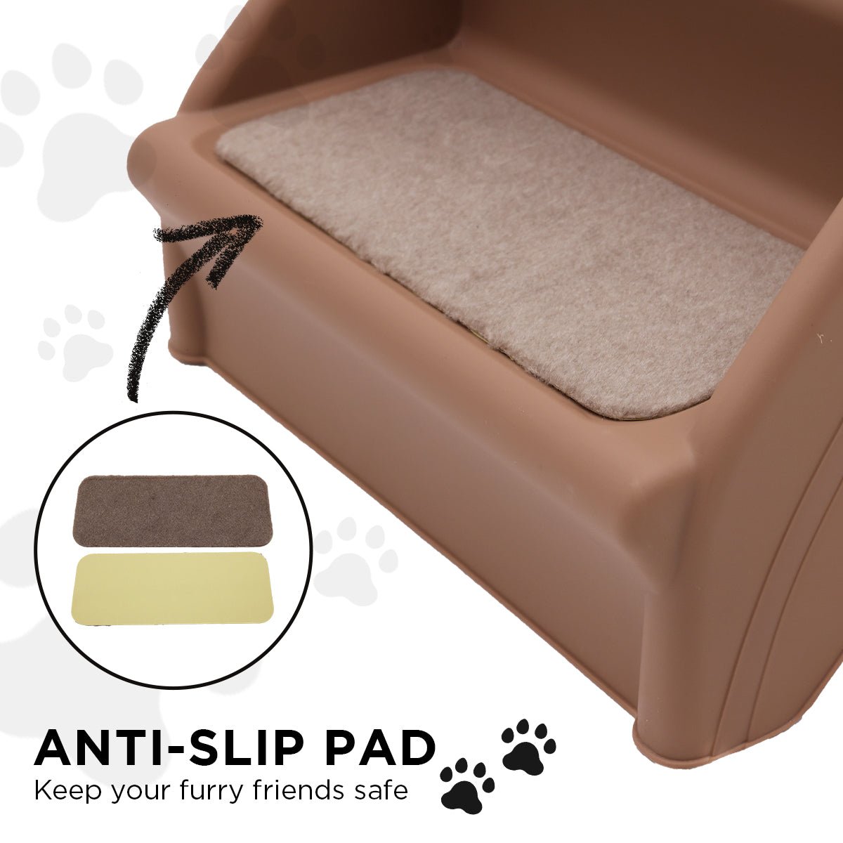 Furtastic 50cm Foldable Step Ladder Stairs - Brown - NuSea
