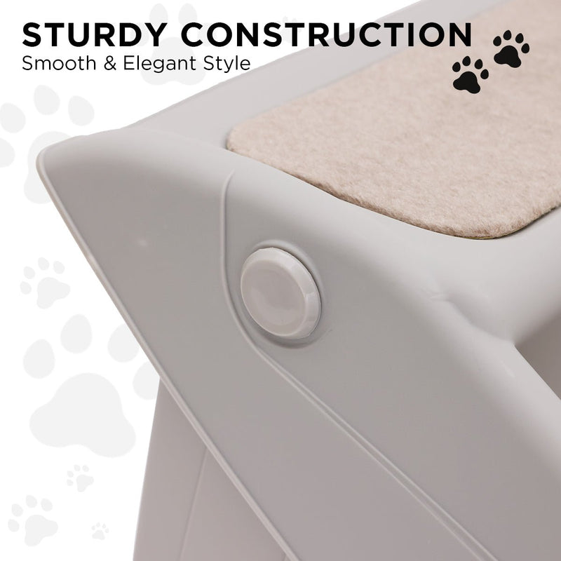 Furtastic Foldable Pet Stairs in Grey - 50cm Dog Ladder Cat Ramp with Non - Slip Mat for Indoor and Outdoor Use - NuSea