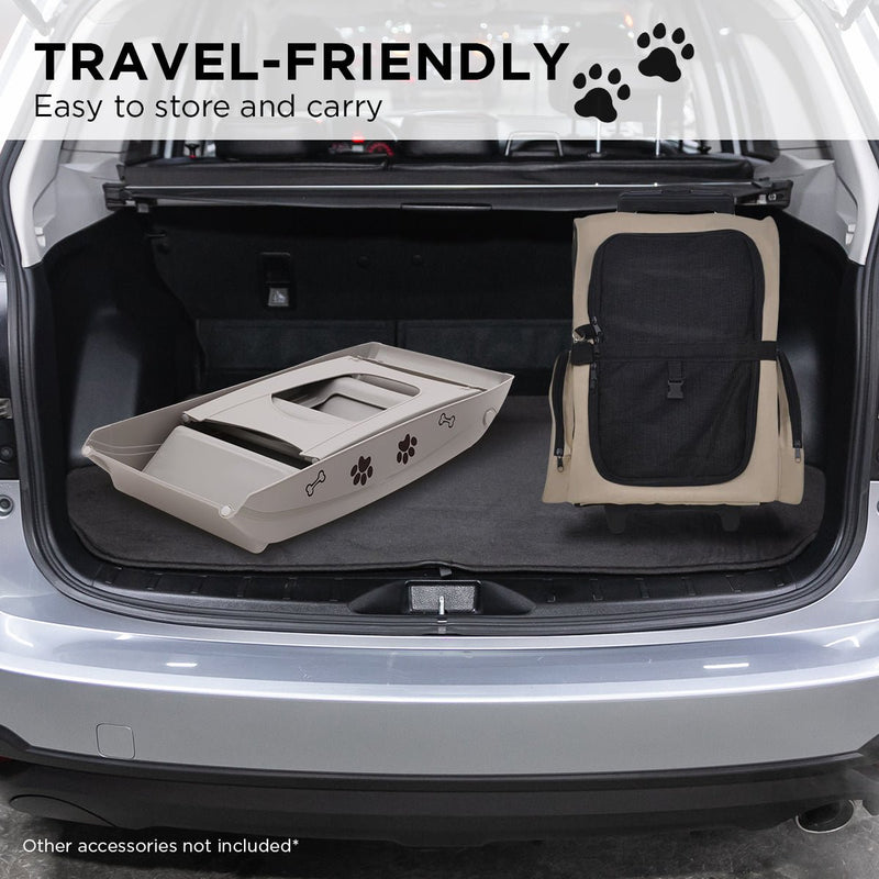 Furtastic Foldable Pet Stairs in Grey - 50cm Dog Ladder Cat Ramp with Non - Slip Mat for Indoor and Outdoor Use - NuSea