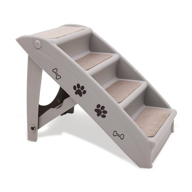 Furtastic Foldable Pet Stairs in Grey - 50cm Dog Ladder Cat Ramp with Non - Slip Mat for Indoor and Outdoor Use - NuSea