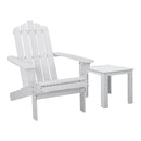 Gardeon 2PC Adirondack Outdoor Table and Chair Wooden Beach Chair Patio Furniture White - NuSea