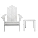 Gardeon 2PC Adirondack Outdoor Table and Chair Wooden Beach Chair Patio Furniture White - NuSea