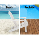 Gardeon 2PC Adirondack Outdoor Table and Chair Wooden Beach Chair Patio Furniture White - NuSea
