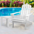 Gardeon 2PC Adirondack Outdoor Table and Chair Wooden Beach Chair Patio Furniture White - NuSea