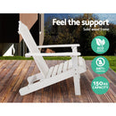 Gardeon 2PC Adirondack Outdoor Table and Chair Wooden Beach Chair Patio Furniture White - NuSea