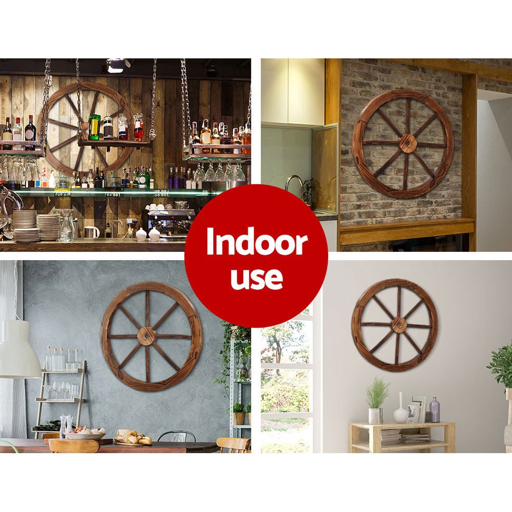 Gardeon Garden Decor Outdoor Ornament Wooden Wagon Wheel - NuSea