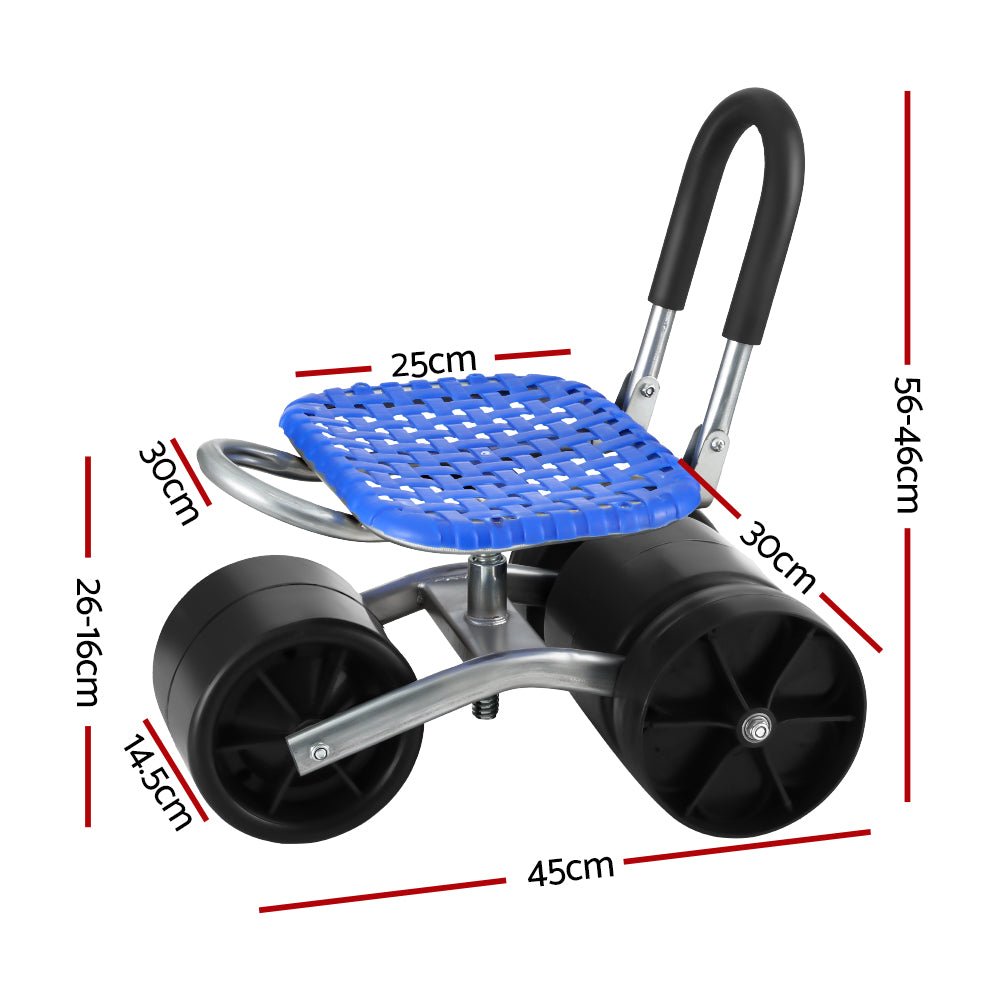 Gardeon Garden Stool Foldable with Wheels Blue - NuSea