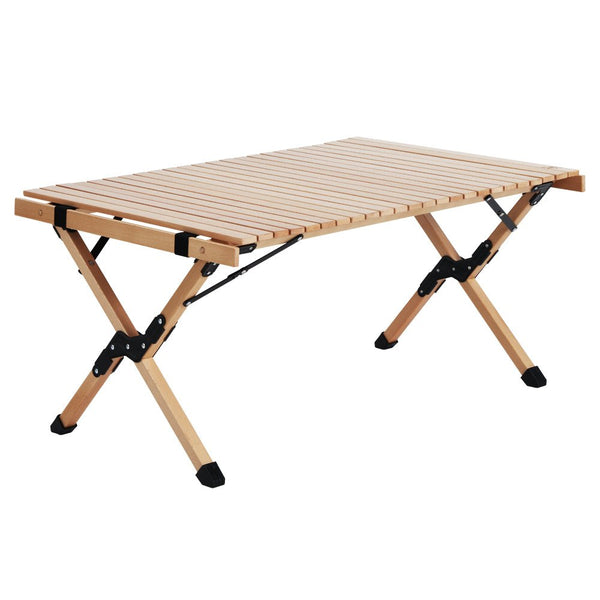 Gardeon Outdoor Furniture Wooden Egg Roll Picnic Table Camping Desk 90CM - NuSea
