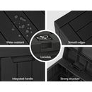 Gardeon Outdoor Storage Box 118L Container Lockable Indoor Garden Toy Tool Shed Black - NuSea