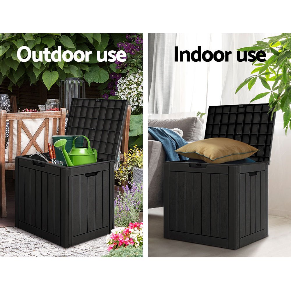 Gardeon Outdoor Storage Box 118L Container Lockable Indoor Garden Toy Tool Shed Black - NuSea