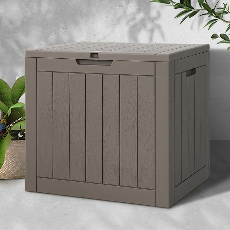Gardeon Outdoor Storage Box 118L Container Lockable Indoor Garden Toy Tool Shed Grey - NuSea