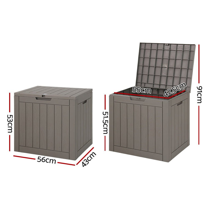 Gardeon Outdoor Storage Box 118L Container Lockable Indoor Garden Toy Tool Shed Grey - NuSea