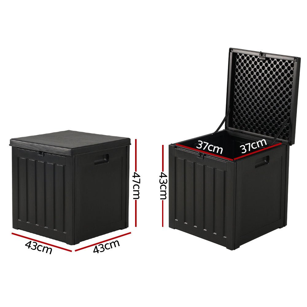 Gardeon Outdoor Storage Box 80L Container Lockable Garden Toy Tool Shed Black - NuSea