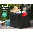 Gardeon Outdoor Storage Box 80L Container Lockable Garden Toy Tool Shed Black - NuSea