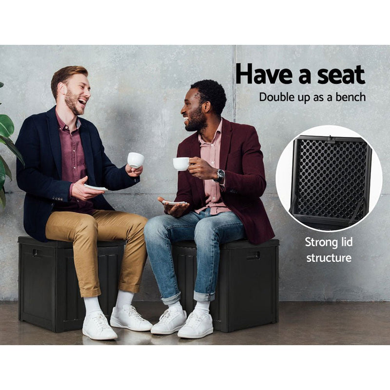 Gardeon Outdoor Storage Box 80L Container Lockable Garden Toy Tool Shed Black - NuSea