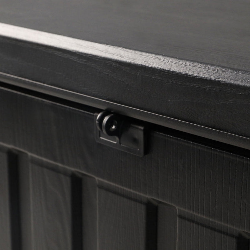 Gardeon Outdoor Storage Box 80L Container Lockable Garden Toy Tool Shed Black - NuSea