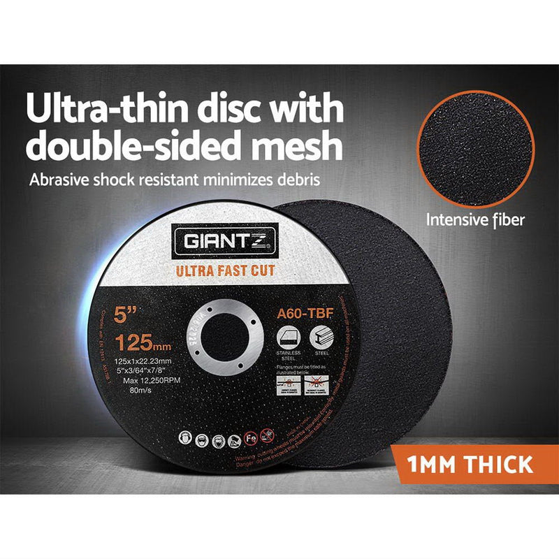 Giantz 100 - Piece Cutting Discs 5" 125mm,Giantz 100pcs 5" Cutting Discs 125mm Angle Grinder Thin Cut Off Wheel for Metal - NuSea