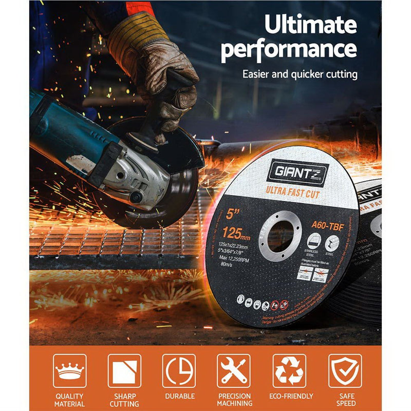 Giantz 100 - Piece Cutting Discs 5" 125mm,Giantz 100pcs 5" Cutting Discs 125mm Angle Grinder Thin Cut Off Wheel for Metal - NuSea