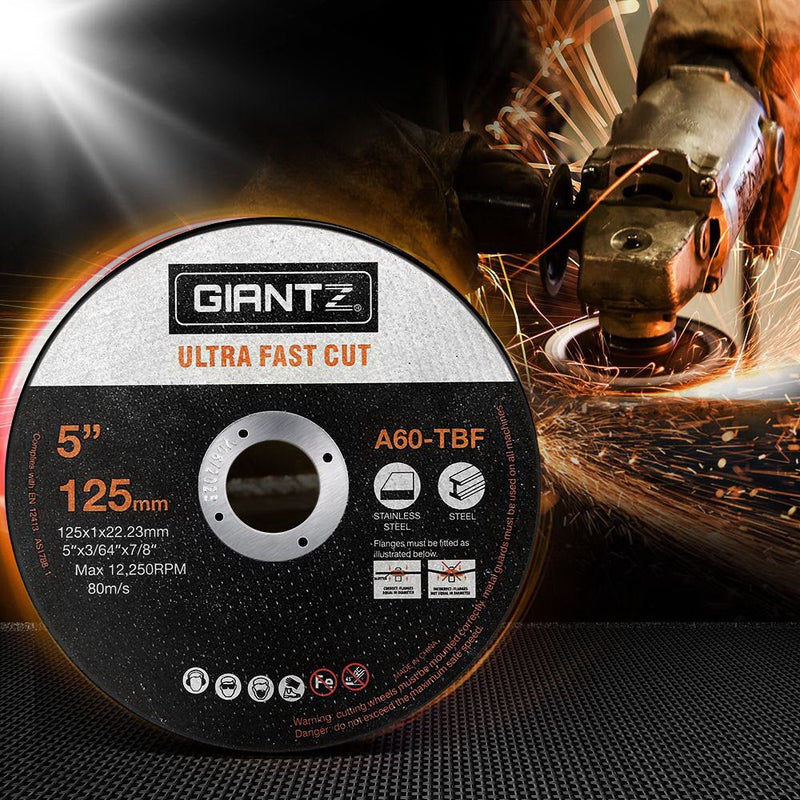 Giantz 200 - Piece Cutting Discs 5" 125mm,Giantz 200pcs 5" Cutting Discs 125mm Angle Grinder Thin Cut Off Wheel for Metal - NuSea