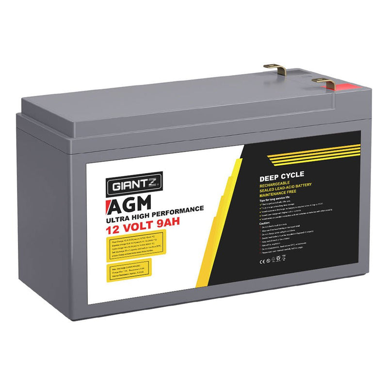 Giantz AGM Deep Cycle Battery 12V 9Ah Box Portable Solar Caravan Camping - NuSea