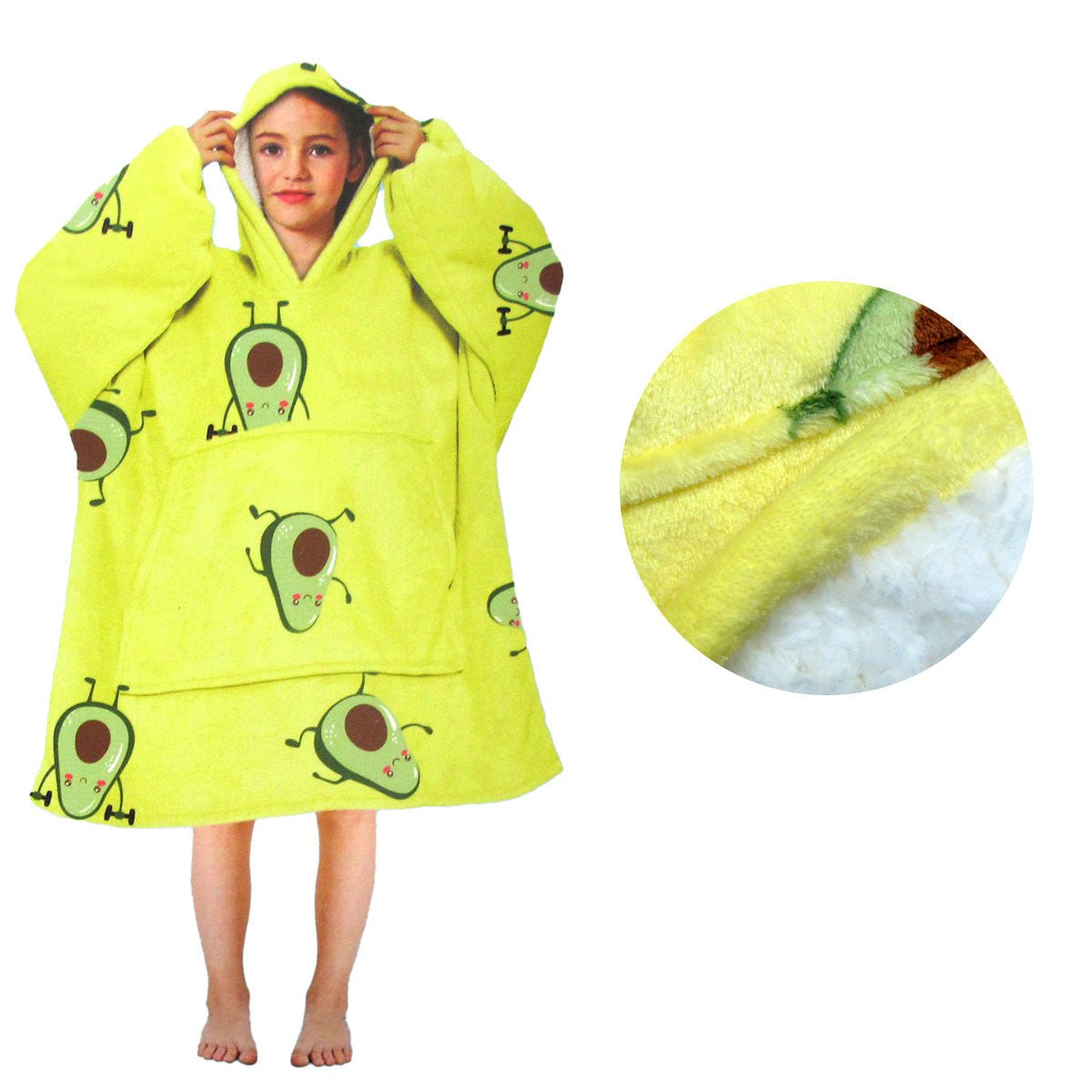 Girls Comfy Warm Blanket Hoodie with Sherpa Fleece Reverse Avocado - NuSea