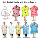 Girls Comfy Warm Blanket Hoodie with Sherpa Fleece Reverse Bookworm - NuSea