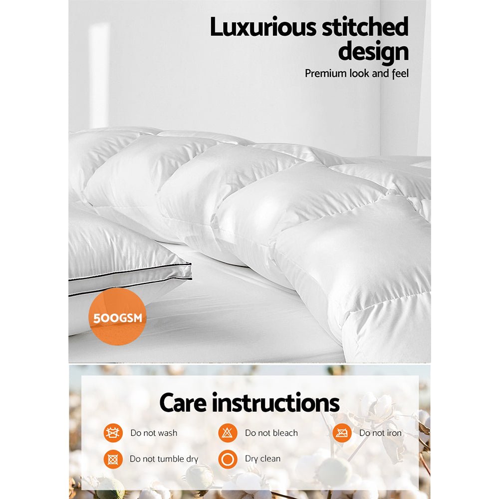 Giselle Bedding 500GSM Goose Down Feather Quilt King - NuSea