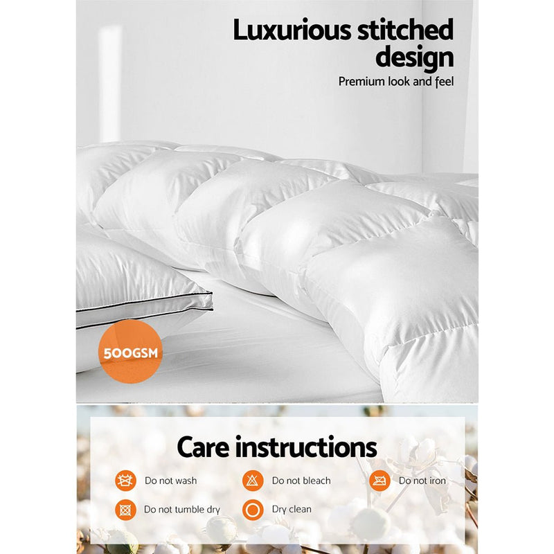 Giselle Bedding 500GSM Goose Down Feather Quilt Queen - NuSea