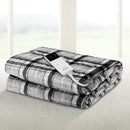 Giselle Bedding Electric Throw Rug Flannel Snuggle Blanket Washable Heated Grey and White Checkered - NuSea