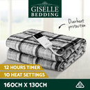 Giselle Bedding Electric Throw Rug Flannel Snuggle Blanket Washable Heated Grey and White Checkered - NuSea
