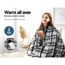 Giselle Bedding Electric Throw Rug Flannel Snuggle Blanket Washable Heated Grey and White Checkered - NuSea