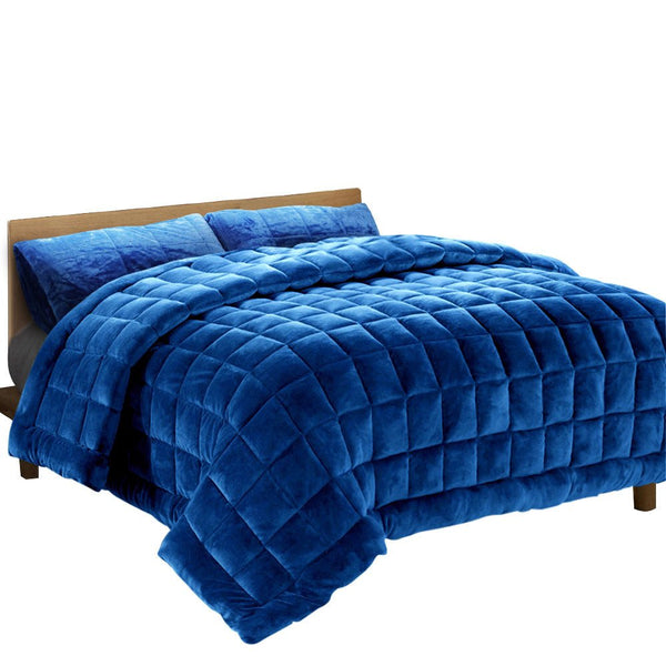 Giselle Bedding Faux Mink Quilt Blue Queen - NuSea