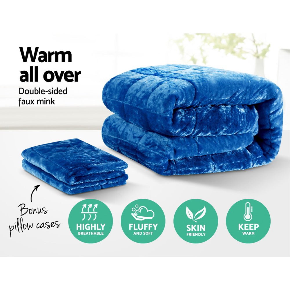 Giselle Bedding Faux Mink Quilt Blue Queen - NuSea