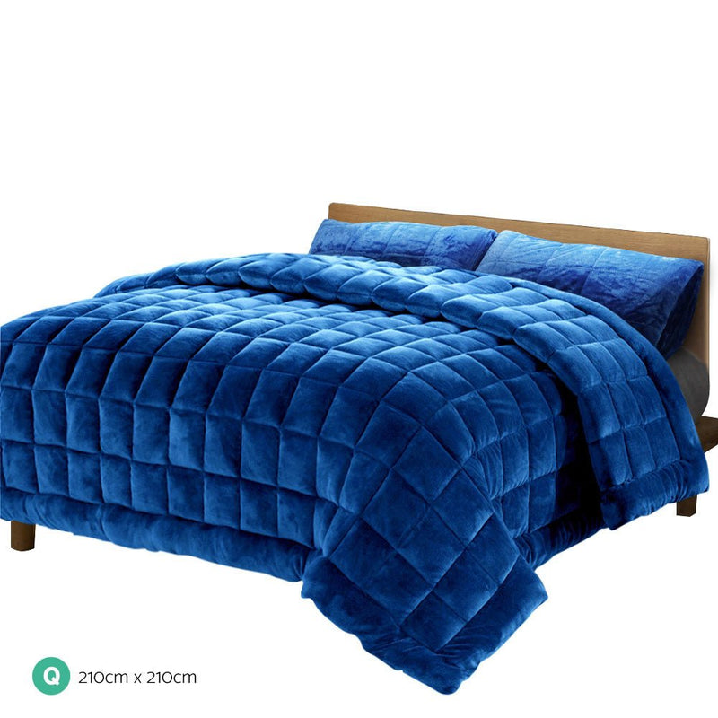 Giselle Bedding Faux Mink Quilt Blue Queen - NuSea