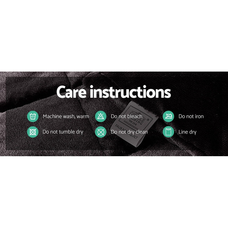 Giselle Bedding Faux Mink Quilt Charcoal Single - NuSea