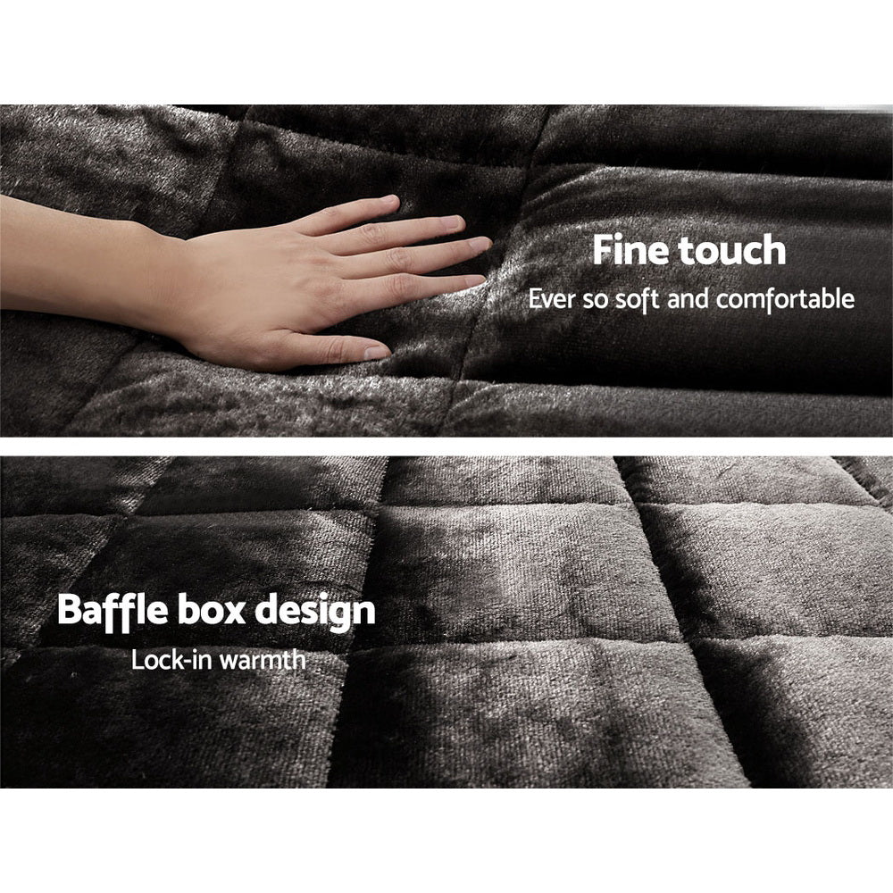 Giselle Bedding Faux Mink Quilt Charcoal Single - NuSea