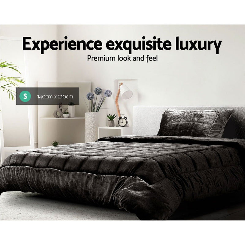 Giselle Bedding Faux Mink Quilt Charcoal Single - NuSea