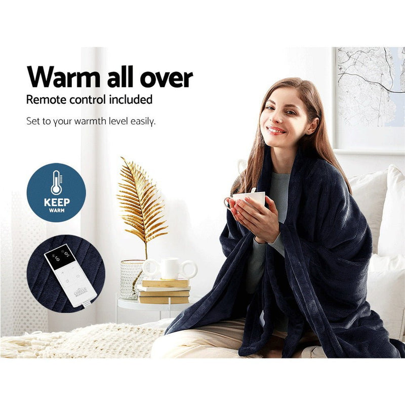 Giselle Bedding Heated Electric Throw Rug Fleece Sunggle Blanket Washable Charcoal - NuSea