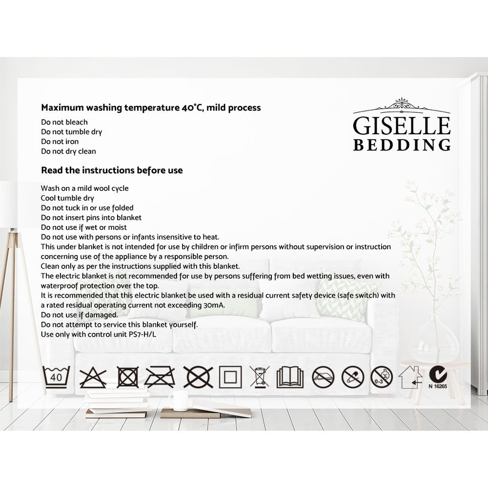 Giselle Bedding Heated Electric Throw Rug Fleece Sunggle Blanket Washable Silver - NuSea