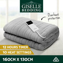 Giselle Bedding Heated Electric Throw Rug Fleece Sunggle Blanket Washable Silver - NuSea