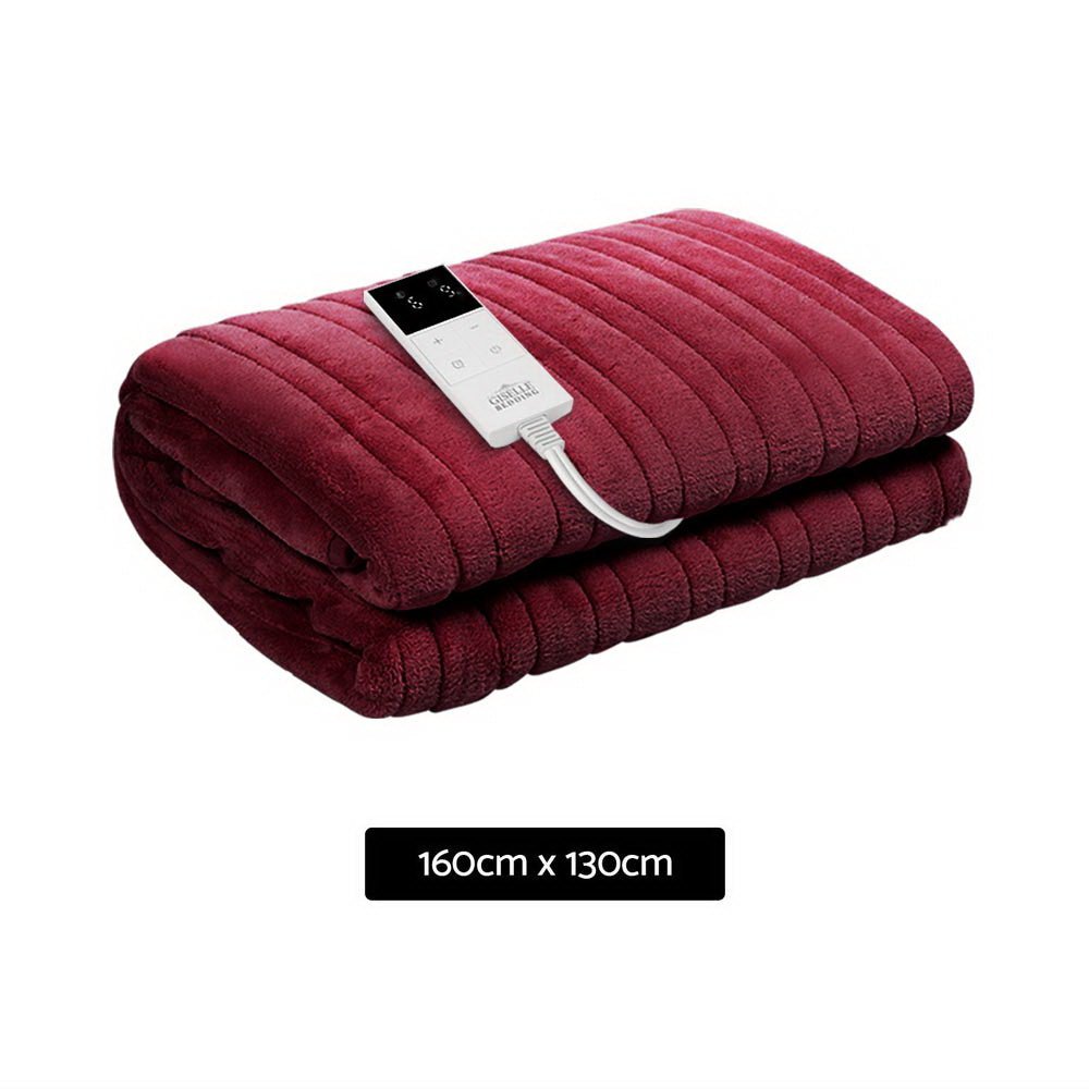 Giselle Electric Throw Rug Heated Blanket Fleece Red - NuSea
