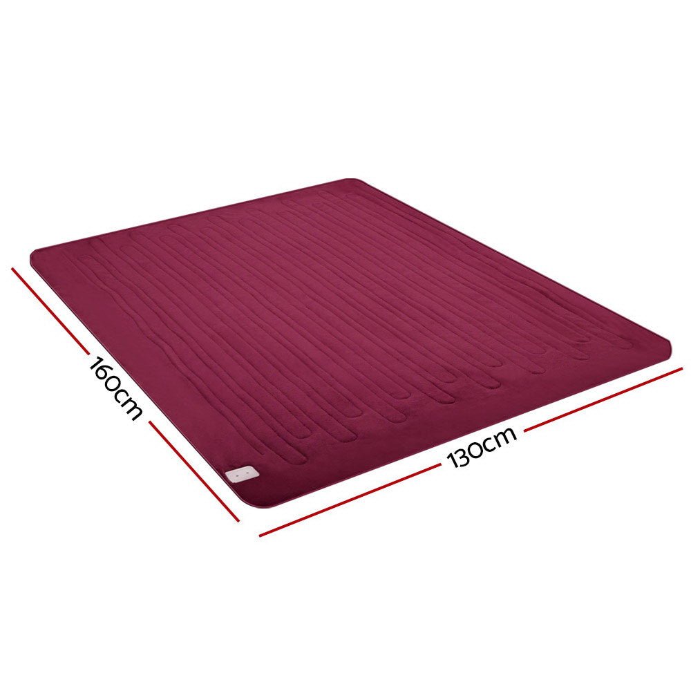 Giselle Electric Throw Rug Heated Blanket Fleece Red - NuSea